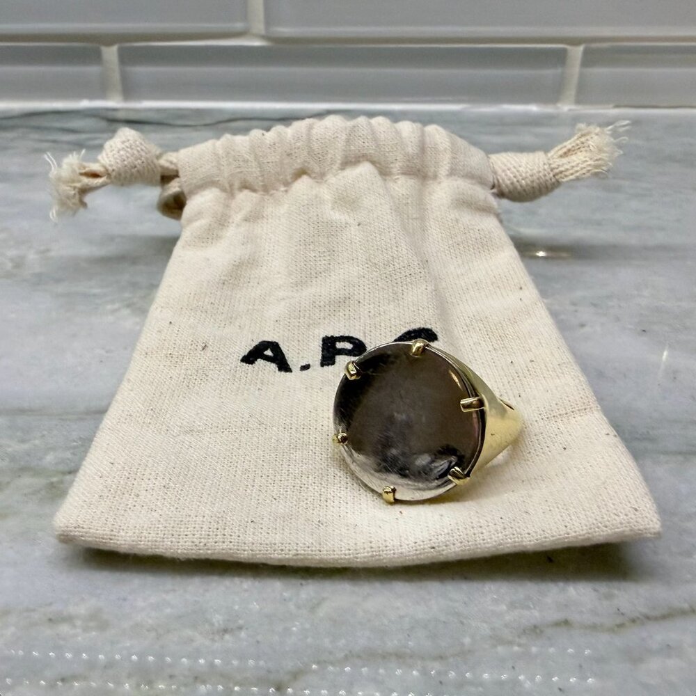 A.P.C. Eloi Two-Tone Signet Ring Gold/Silver with Dust Bag – Size 59 / US 9